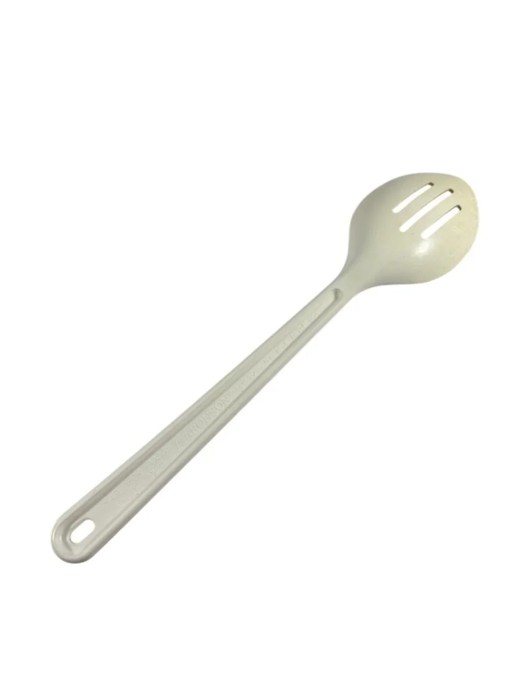 Vintage A Aronson White Nylon Slotted Serving Spoon 11.75
